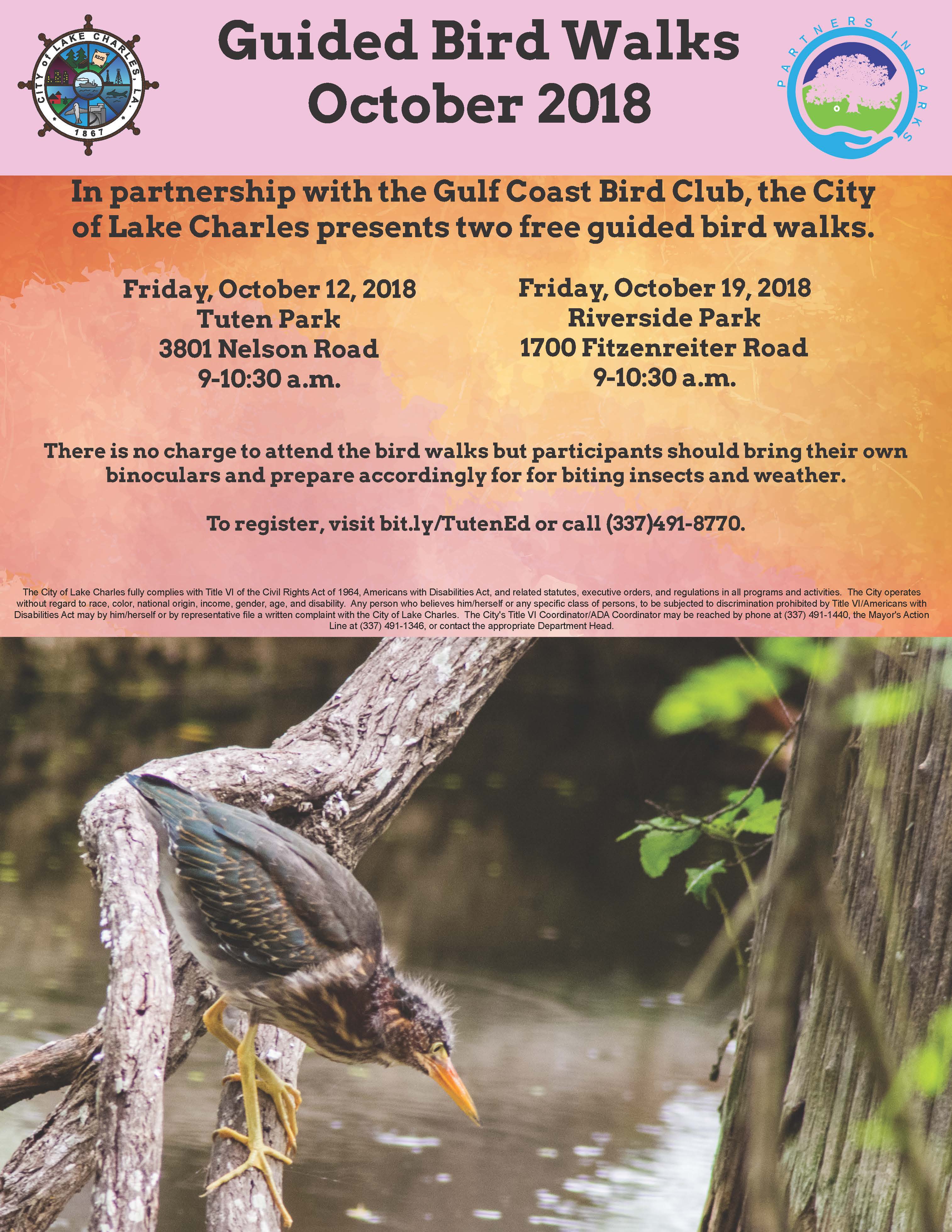 Document Center / October Guided Bird Walks Planned / Lake Charles ...